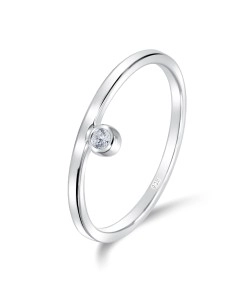 Simple Designed CZ Stone Silver Ring NSR-4026